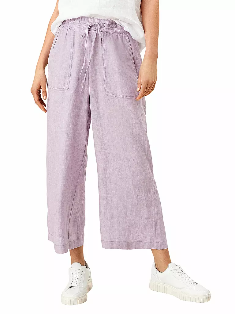 S.OLIVER | Leinenhose Wide Leg 3/4 | lila