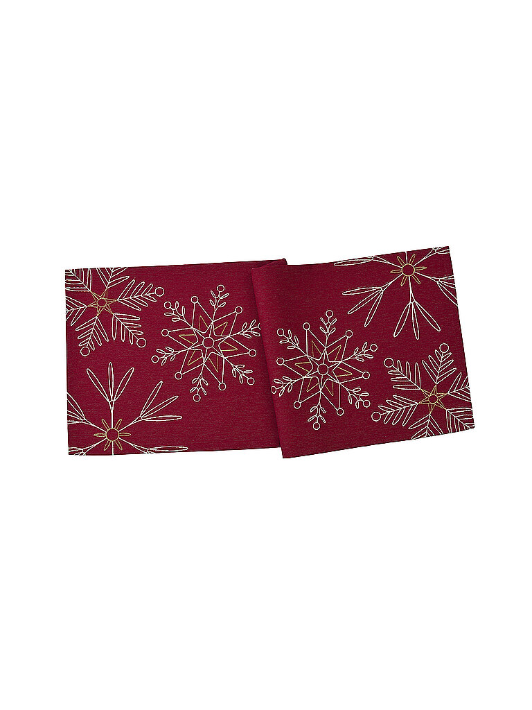 SANDER  Weihnachts Tischläufer 50x138cm SNOWFLAKES Red rot