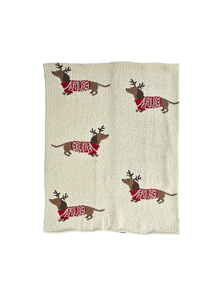 SANDER Colcha navideña - Manta 130x170cm MERRY DOGS Original beige
