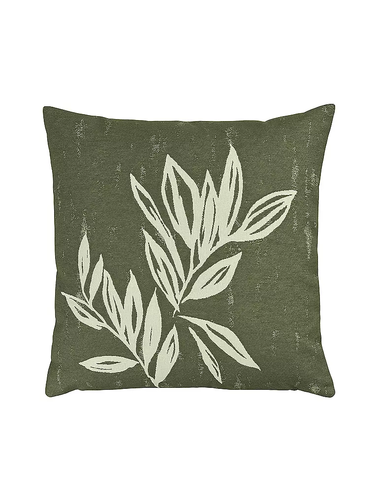 SANDER | Kissenhülle 50x50cm BIG LEAVES Khaki | dunkelgrün