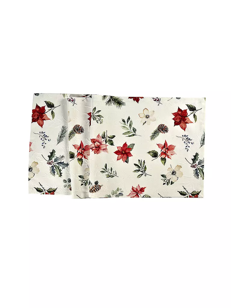 SANDER | Tischläufer X-MAS FLOWERS 50x140cm Original | creme
