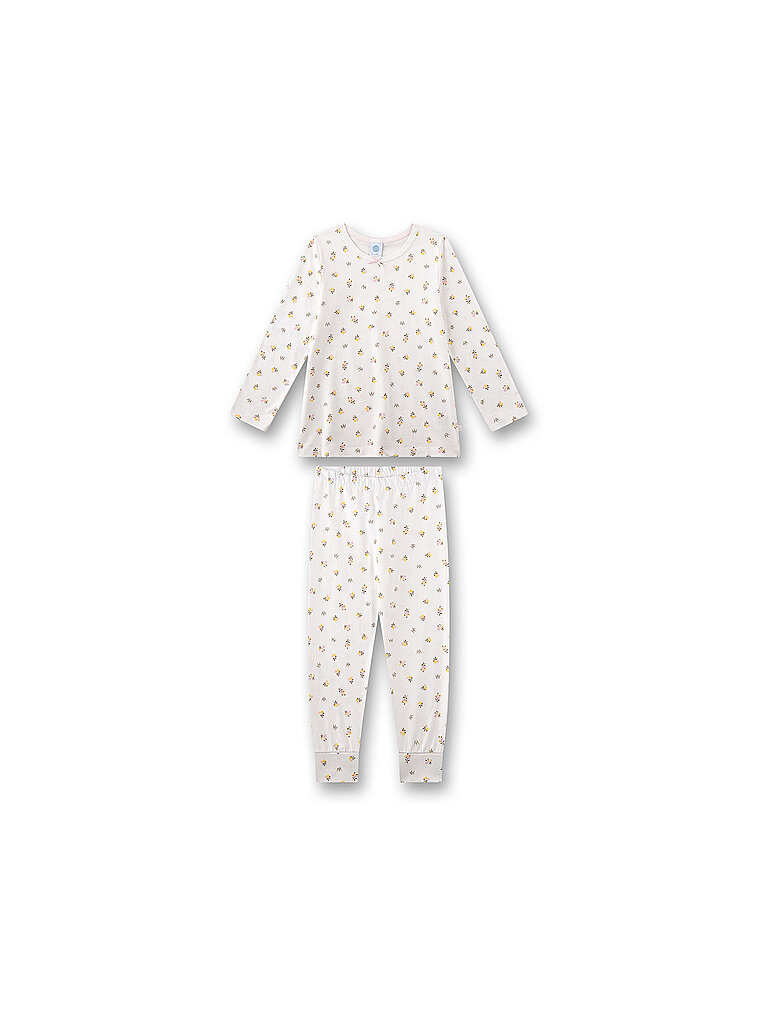 SANETTA Mädchen Pyjama 2-teilig Langarmshirt und Hose creme   104 baby