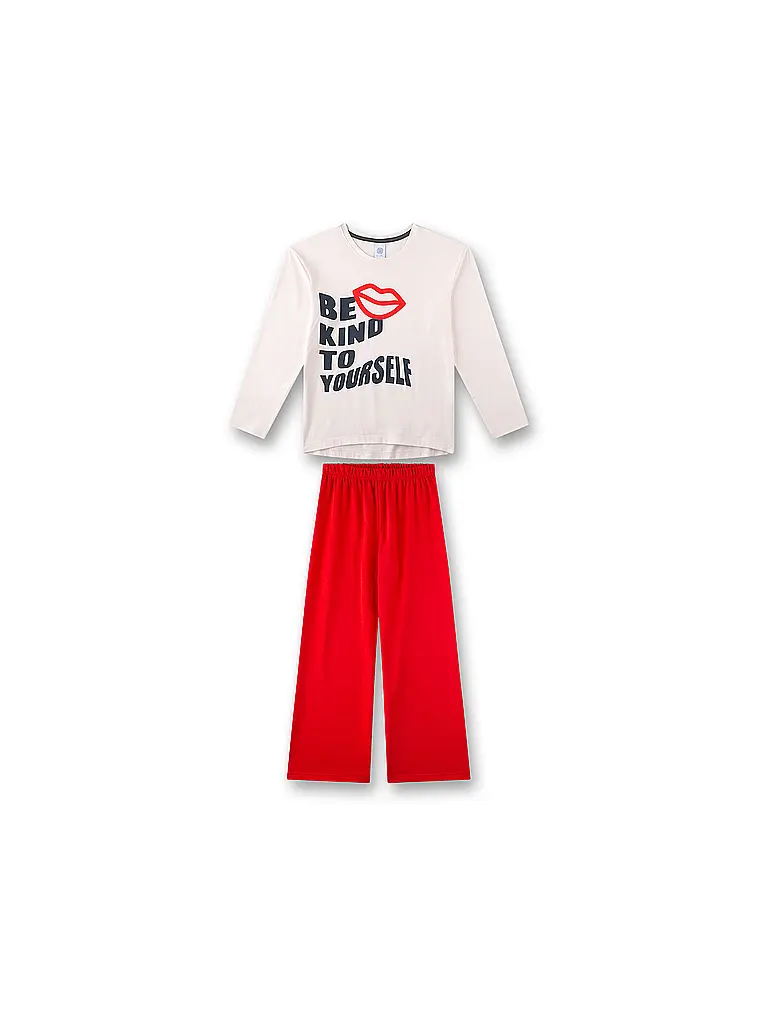 SANETTA | Mädchen Pyjama 2-teilig Langarmshirt und Hose | Creme