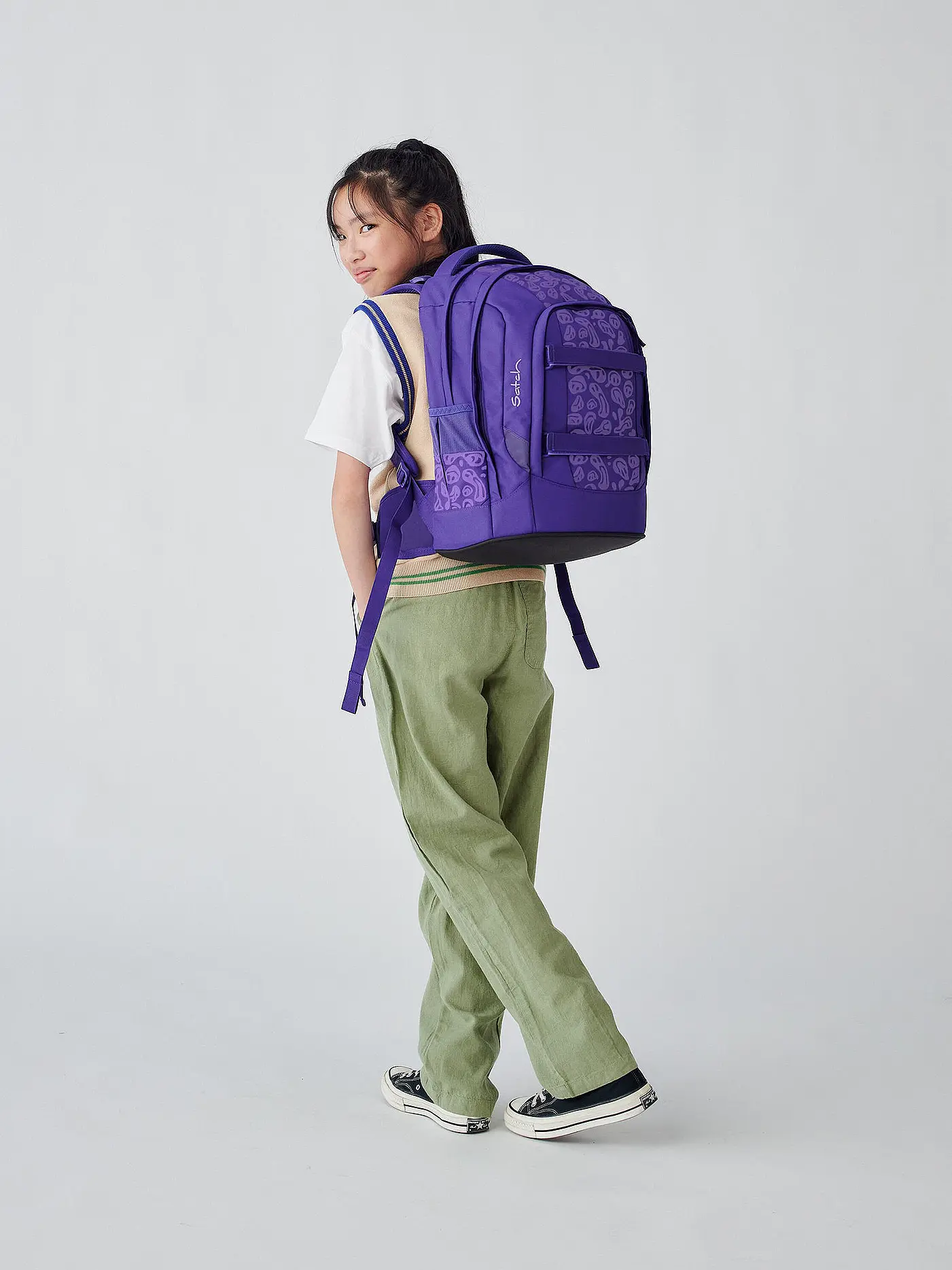 SATCH | Schulrucksack Satch Pack Bright Faces | lila