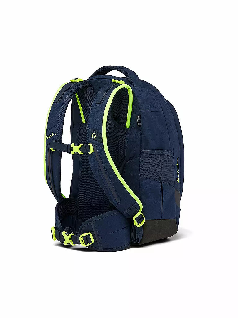 SATCH | Schulrucksack Sleek - Toxic Yellow | dunkelblau