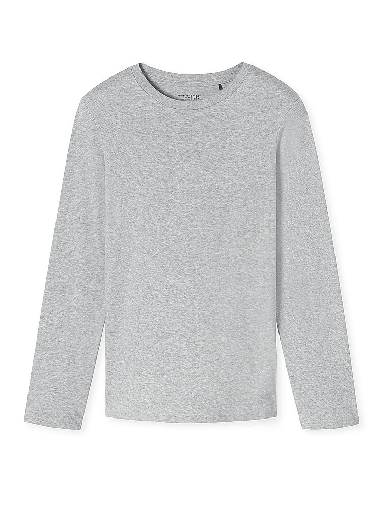 Pyjama Langarmshirt grau-mel grau 52 herren