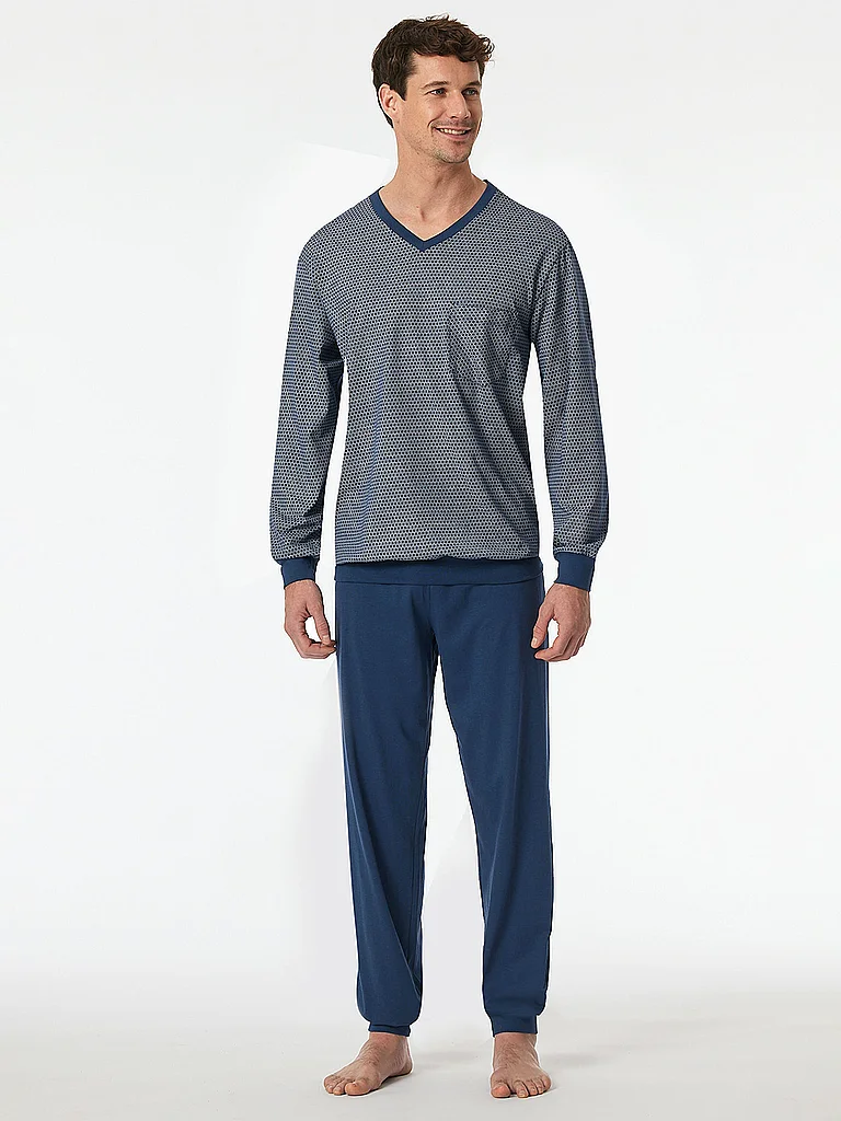 SCHIESSER Pijama azul azul oscuro | 58