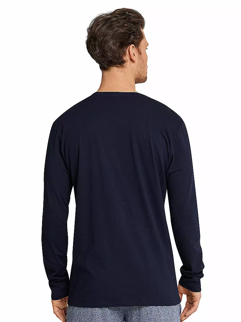 SCHIESSER | Pyjama Langamshirt Dunkelblau | blau