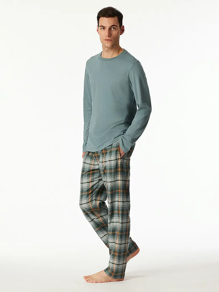 SCHIESSER | Pyjama Langarmshirt  | blau