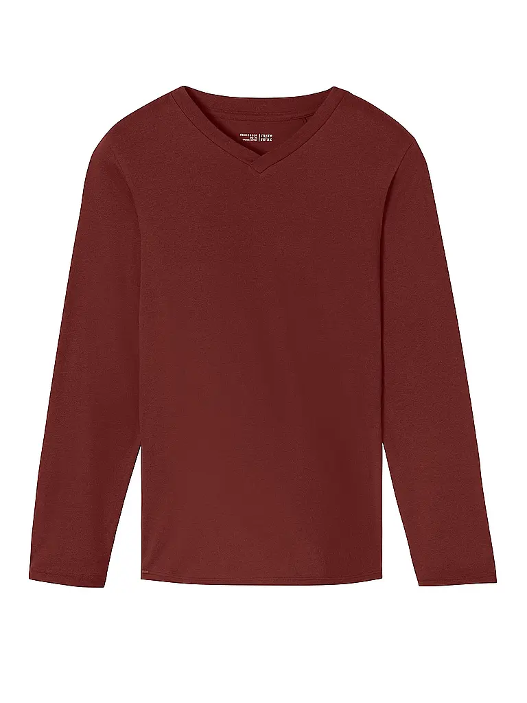 SCHIESSER | Pyjama Langarmshirt MIX + RELAX | dunkelrot