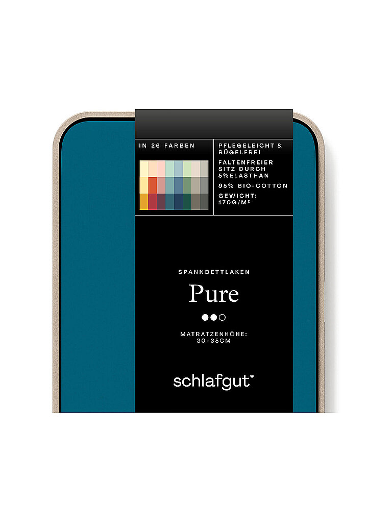 SCHLAFGUT Jersey Spannleintuch PURE 90x200cm Petrol Deep S  petrol