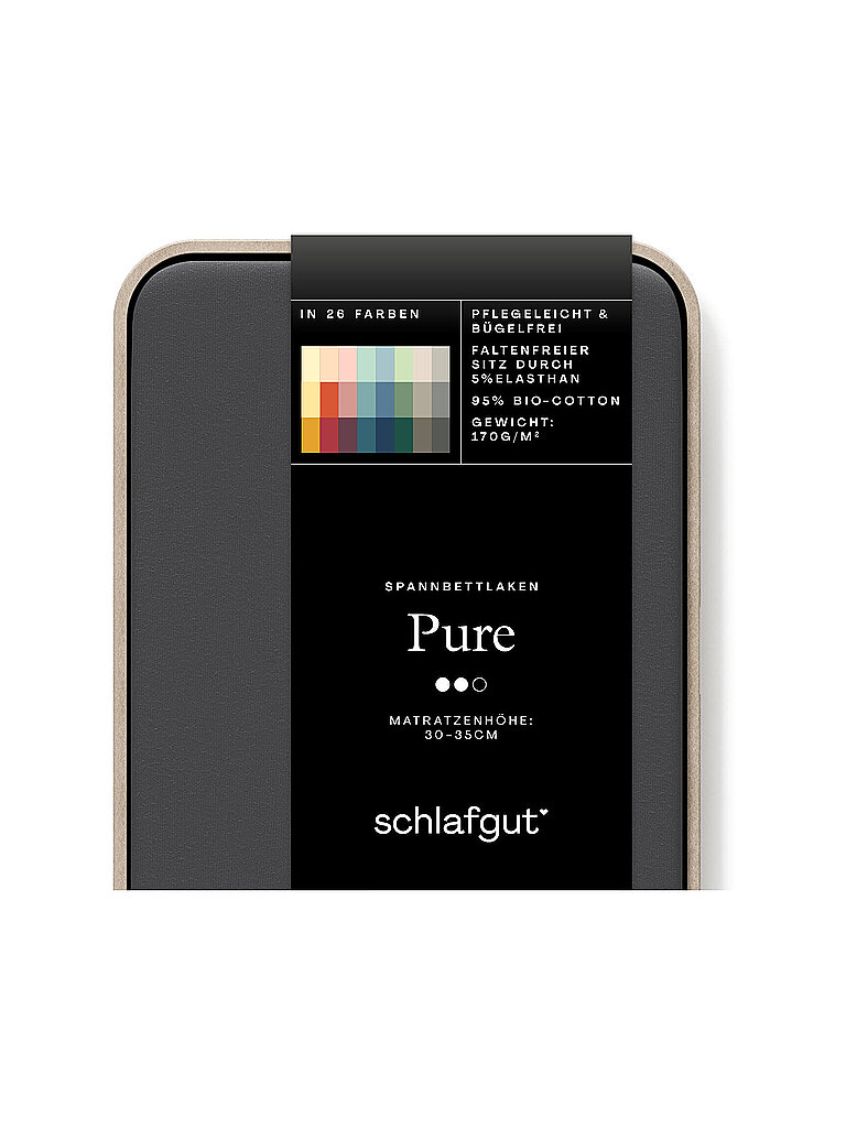 SCHLAFGUT Jersey Spannleintuch PURE 140x200cm Grey Deep L  grau