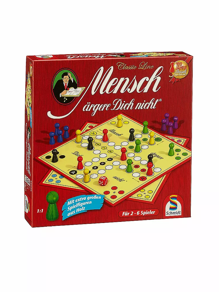 SCHMIDT-SPIELE | Brettspiel - Mensch ärgere dich nicht (große Figuren) | keine Farbe