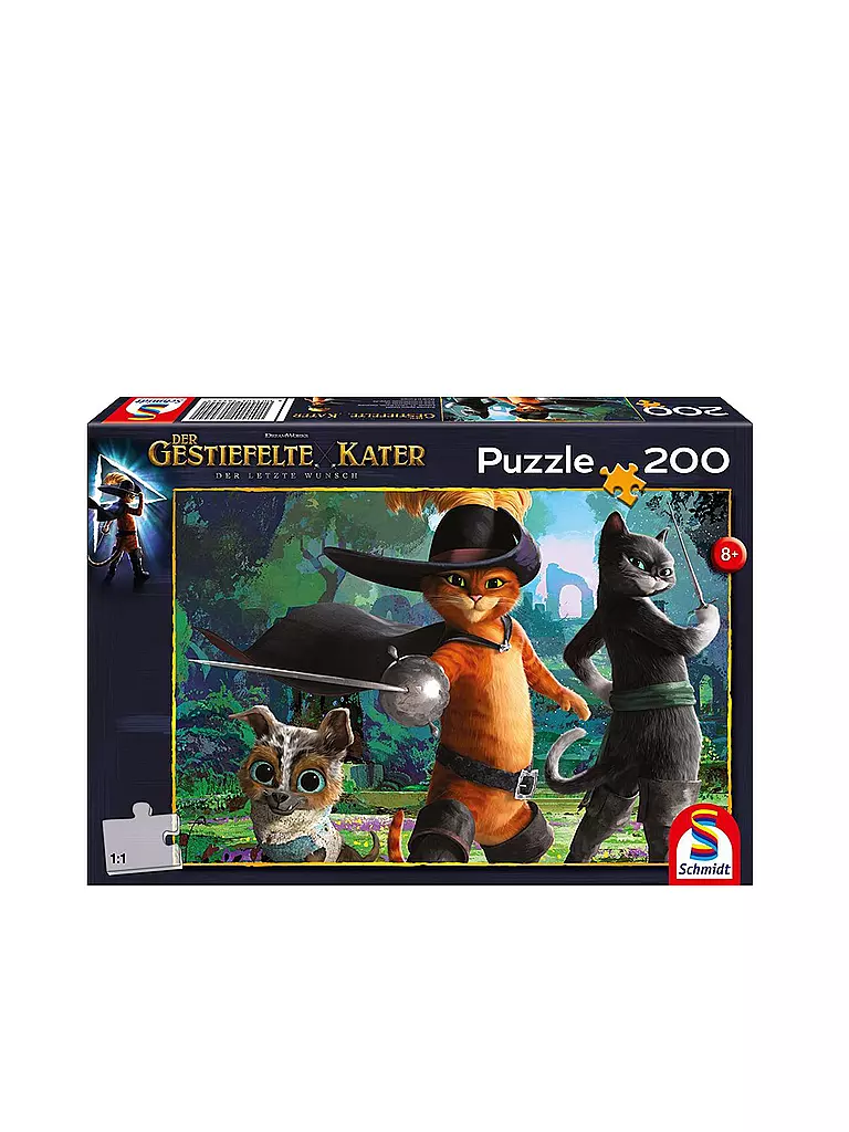 SCHMIDT-SPIELE | Puzzle - Der gestiefelte Kater - Bereit für ein Gefecht 200 Teile | keine Farbe