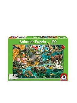 100 Teile Schmidt Spiele Kinder Puzzle Tierfamilien am Ufer 56306 
