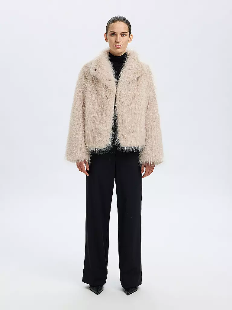 SELECTED FEMME | Jacke in Felloptik  | creme