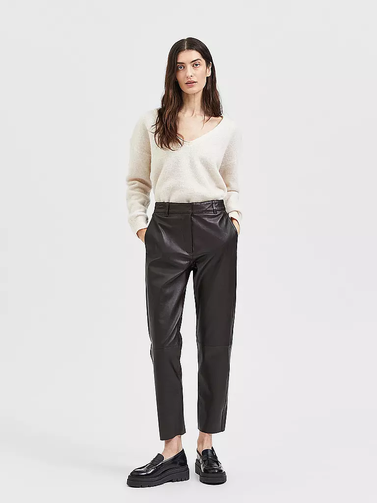 SELECTED FEMME | Lederhose 7/8 SLFMARIE  | braun