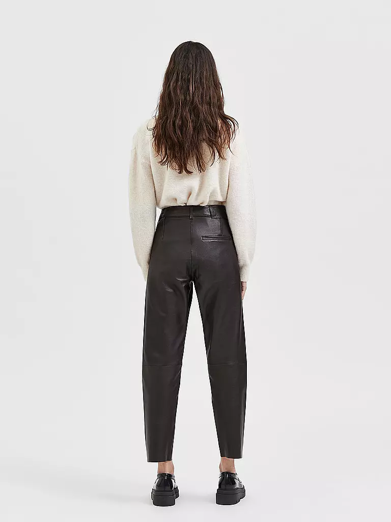 SELECTED FEMME | Lederhose 7/8 SLFMARIE  | braun