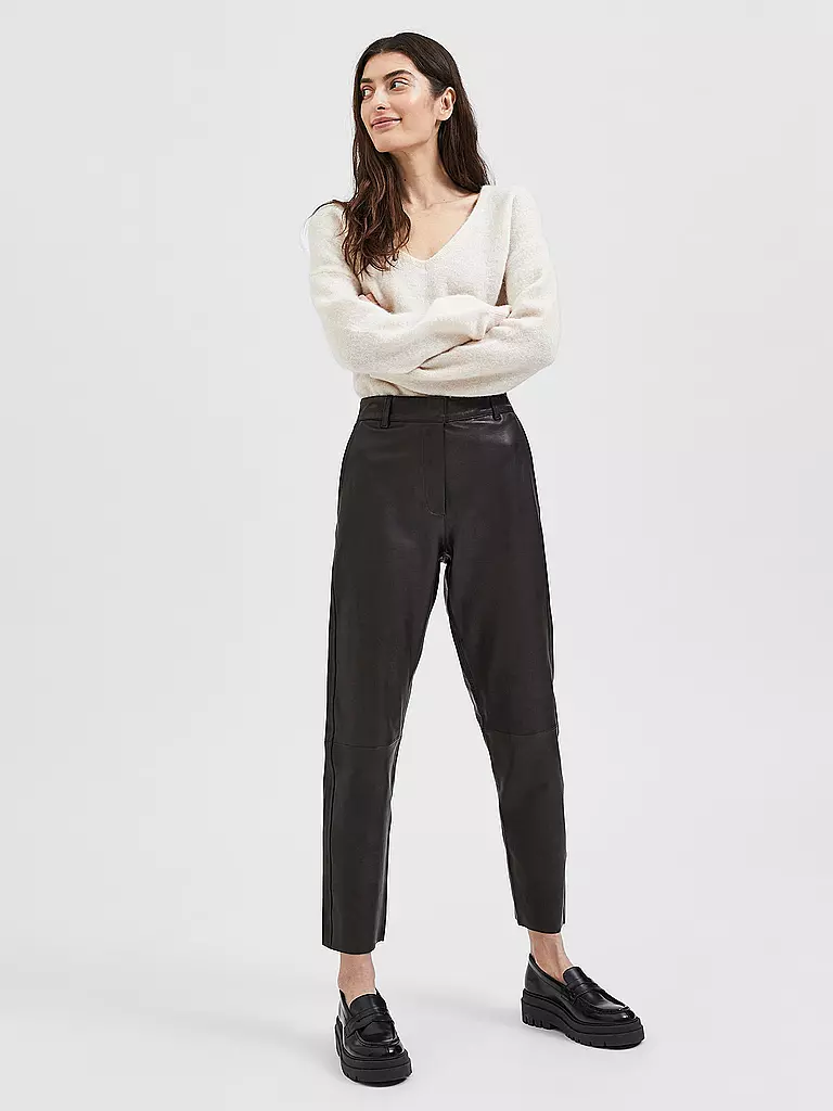 SELECTED FEMME | Lederhose 7/8 SLFMARIE  | braun