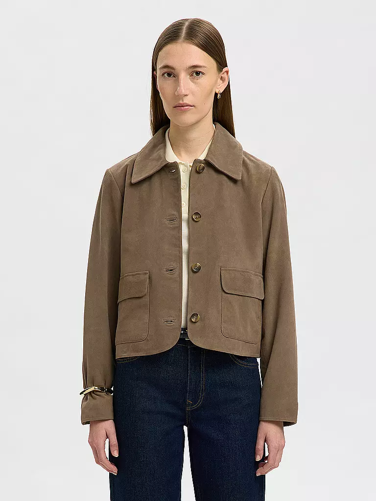 SELECTED FEMME | Lederjacke SLFKAYA SUEDE | braun