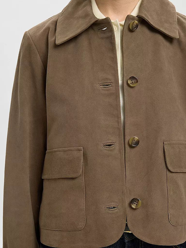 SELECTED FEMME | Lederjacke SLFKAYA SUEDE | braun