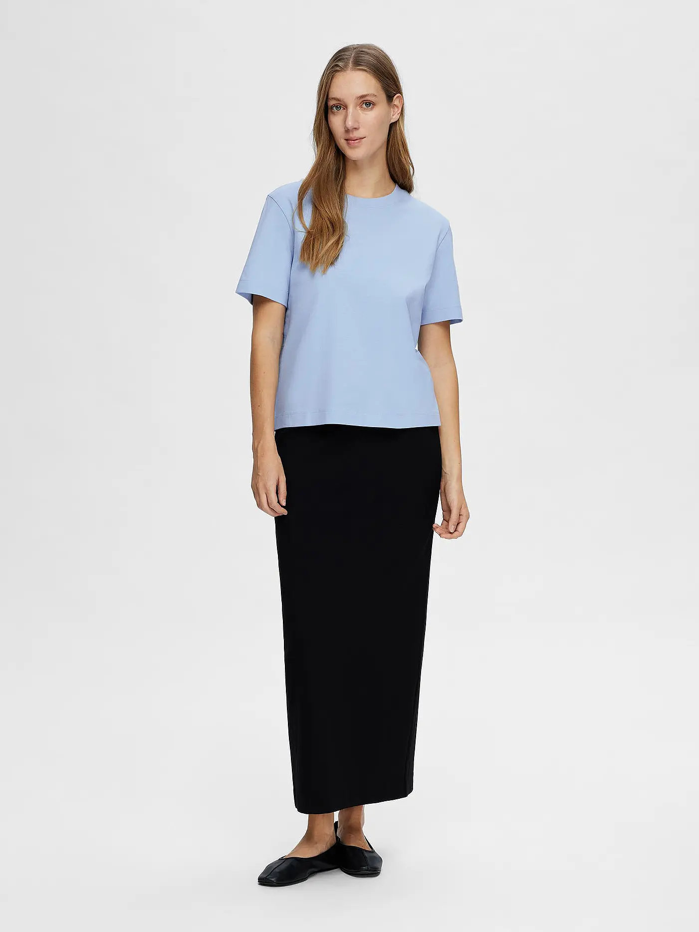 SELECTED FEMME | T-Shirt Boxy Fit SLFESSENTIAL | hellblau