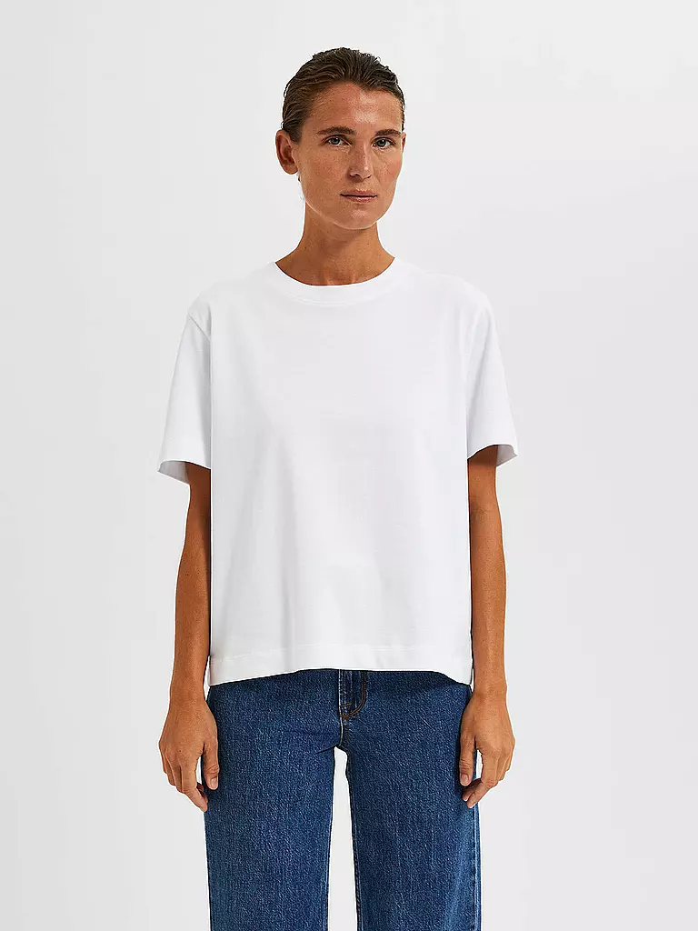 SELECTED FEMME | T-Shirt Boxy Fit SLFESSENTIAL | weiss