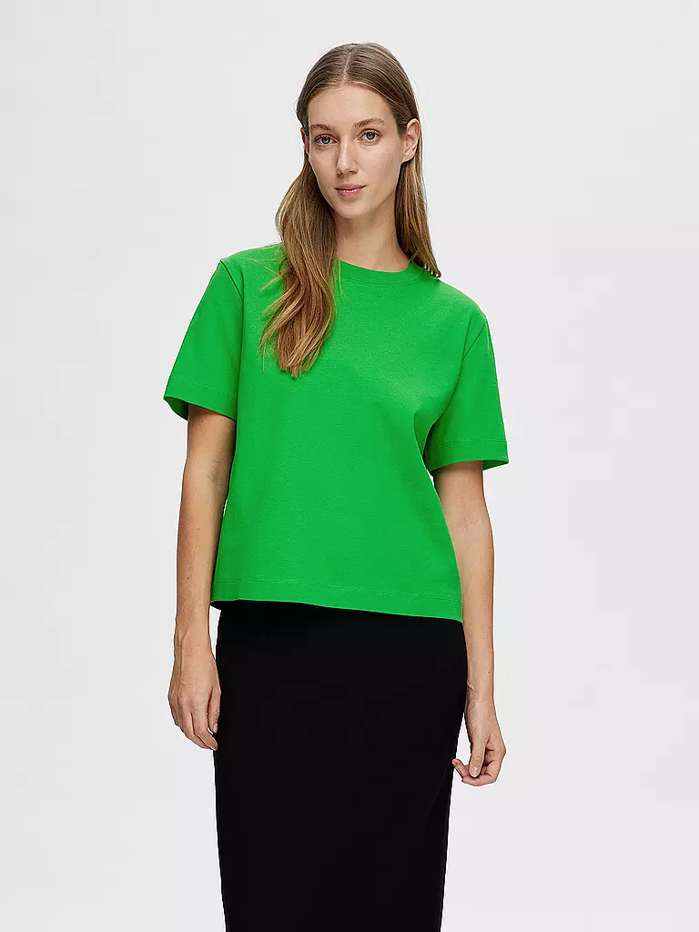 SELECTED FEMME | T-Shirt Boxy Fit SLFESSENTIAL | grün