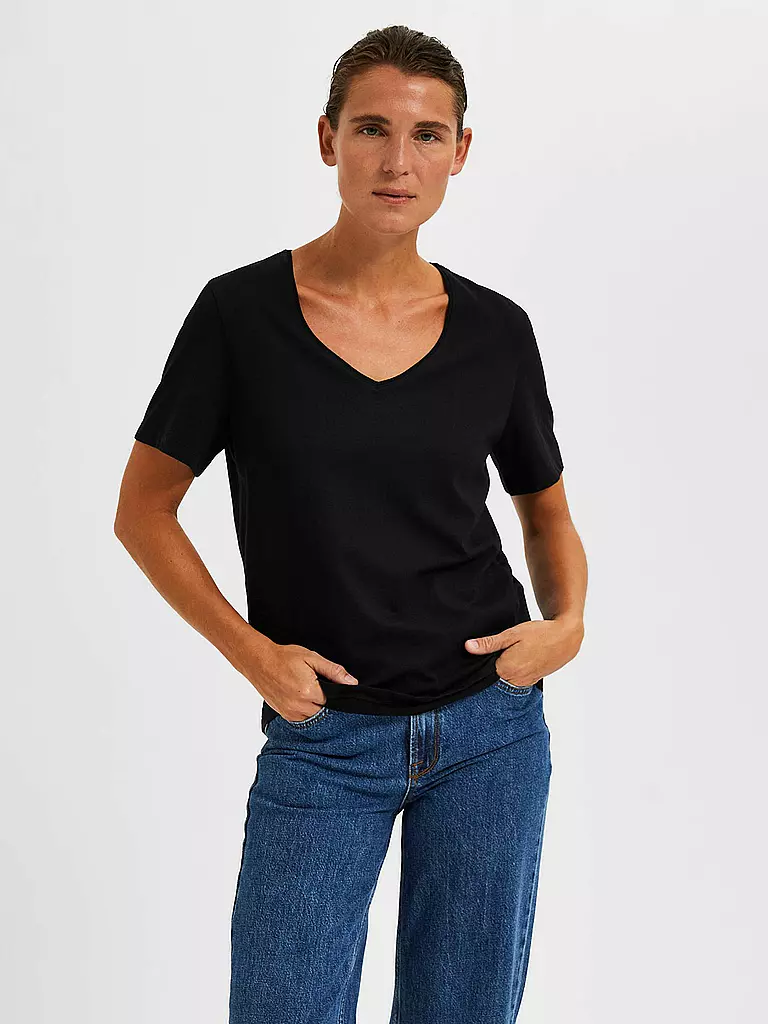 SELECTED FEMME | T-Shirt SLFESSENTIAL | schwarz