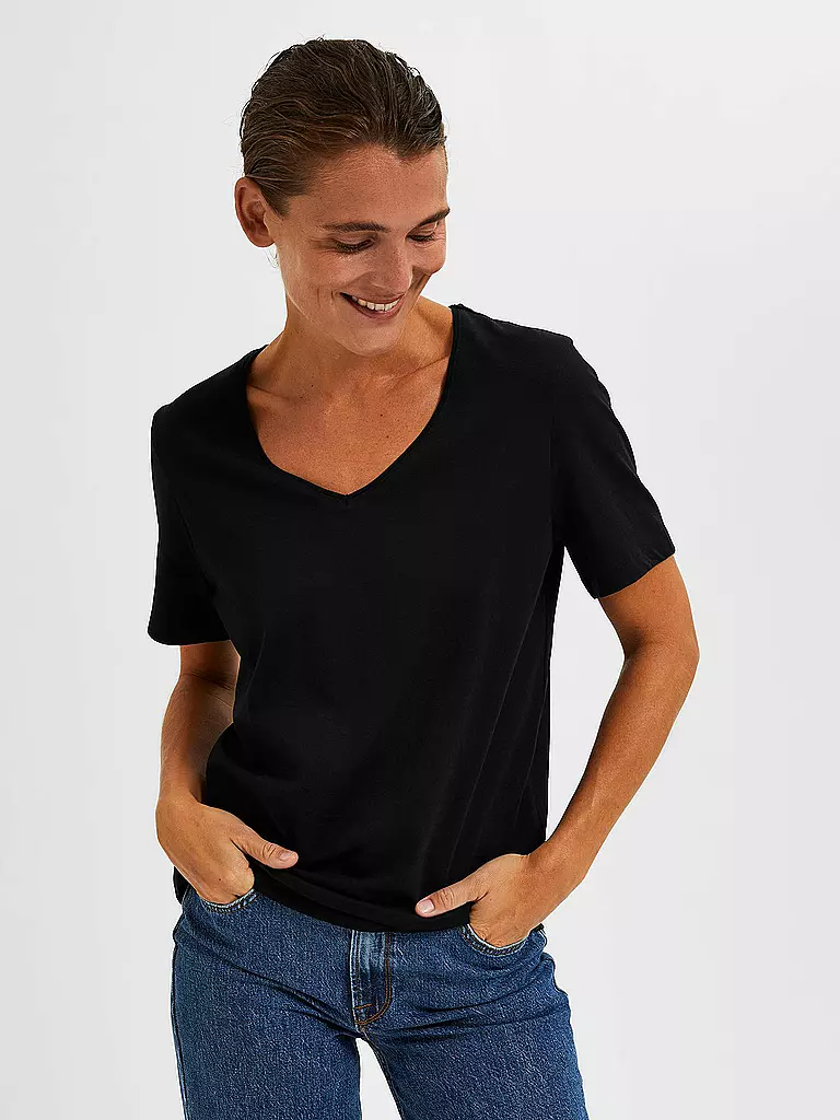 SELECTED FEMME | T-Shirt SLFESSENTIAL | schwarz