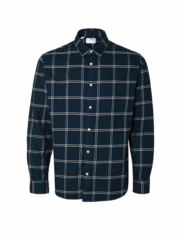 Flanellhemd Slim Fit SLHSLIMOWEN grau XL herren