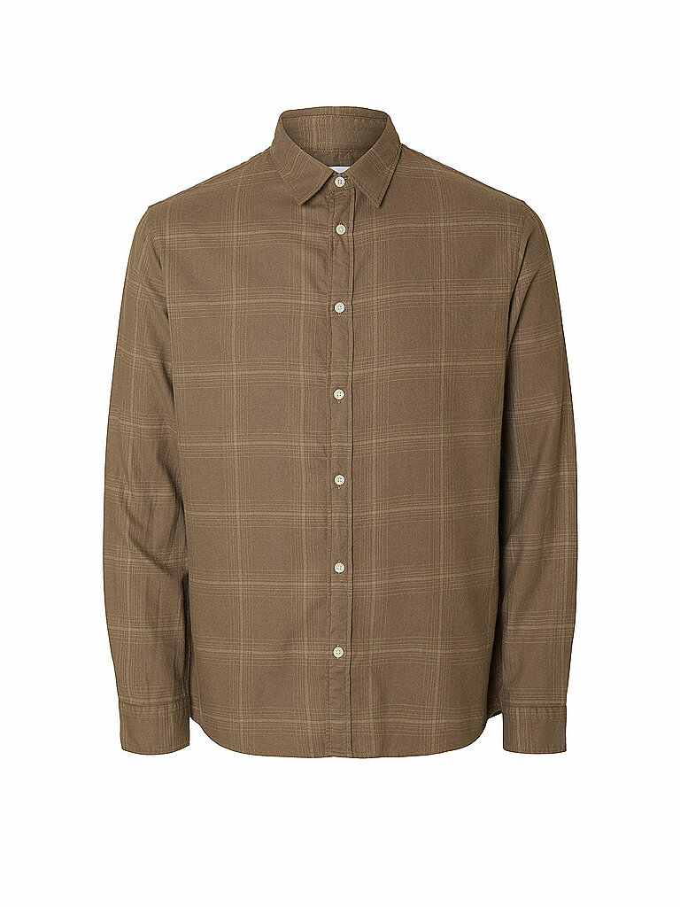 Flanellhemd Slim Fit SLHSLIMOWEN beige XL herren