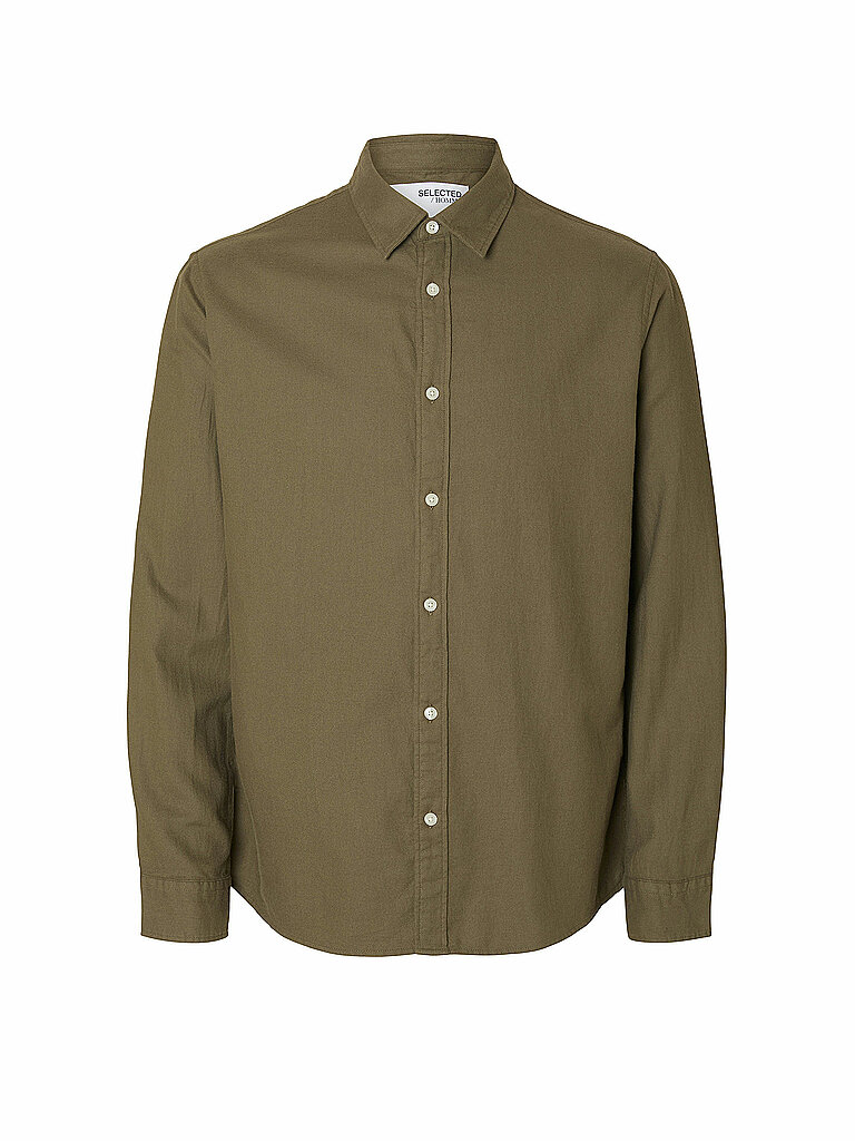 Flanellhemd Slim Fit SLHSLIMOWEN olive L herren