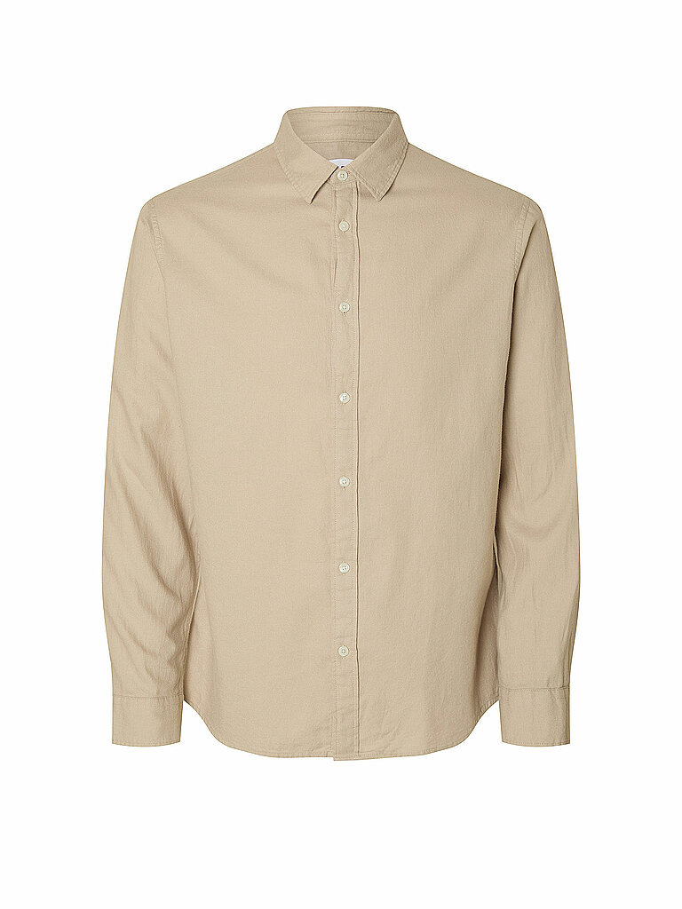 Flanellhemd Slim Fit SLHSLIMOWEN creme M herren