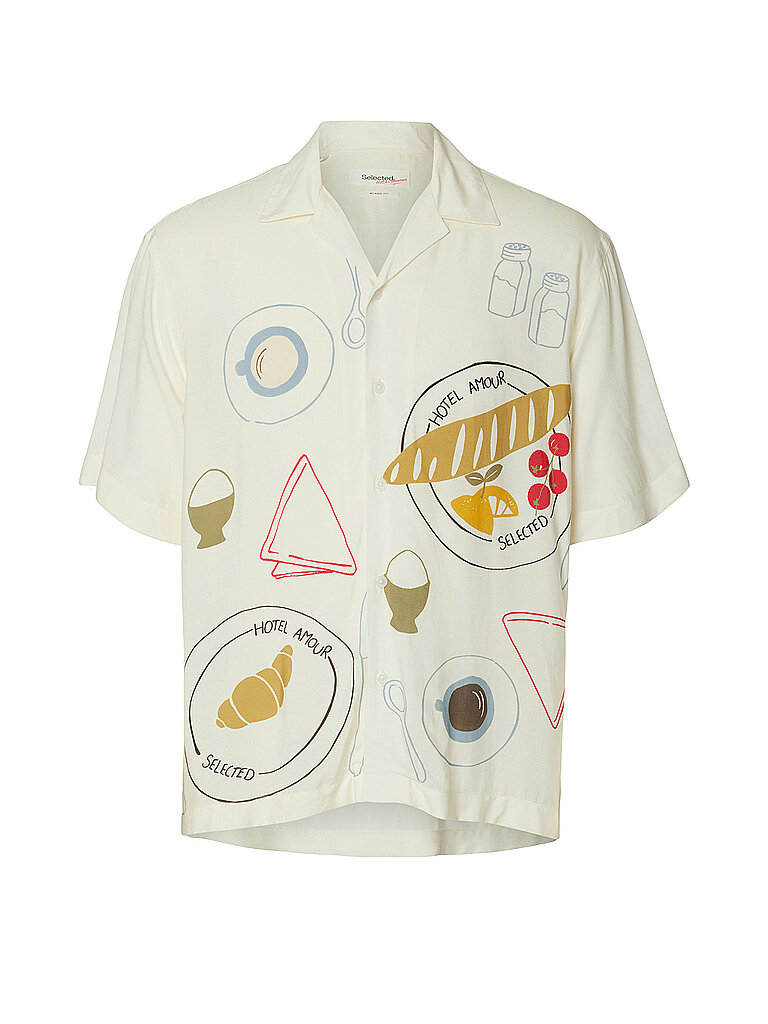 SELECTED Hemd SLHRLXHOTEL AMOUR PRINT creme | M