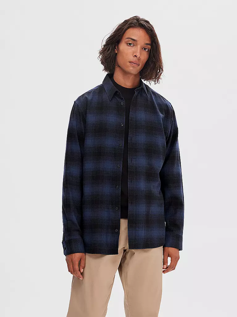 SELECTED | Flanellhemd Slim Fit SLHSLIMOWEN | dunkelblau