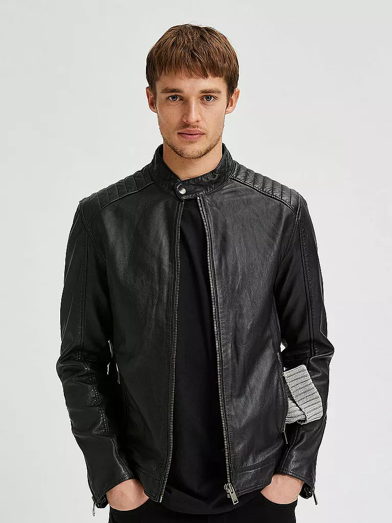 SELECTED | Lederjacke SLHICONIC  | schwarz