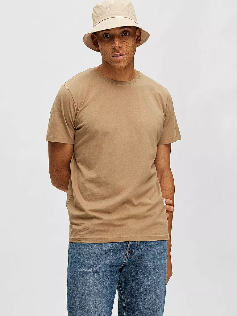 SELECTED | T-Shirt SLHASPEN  | beige