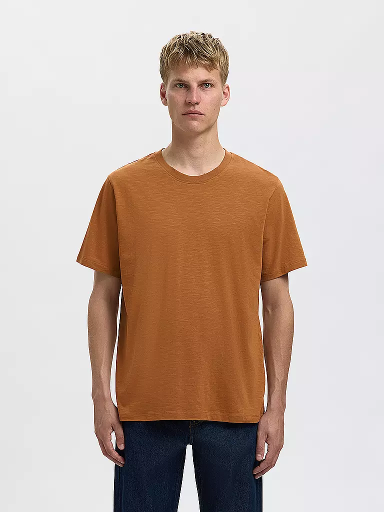 SELECTED | T-Shirt SLHASPEN  | braun
