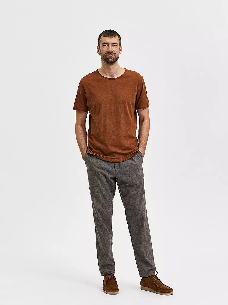 SELECTED | T-Shirt SLHMORGEN | braun