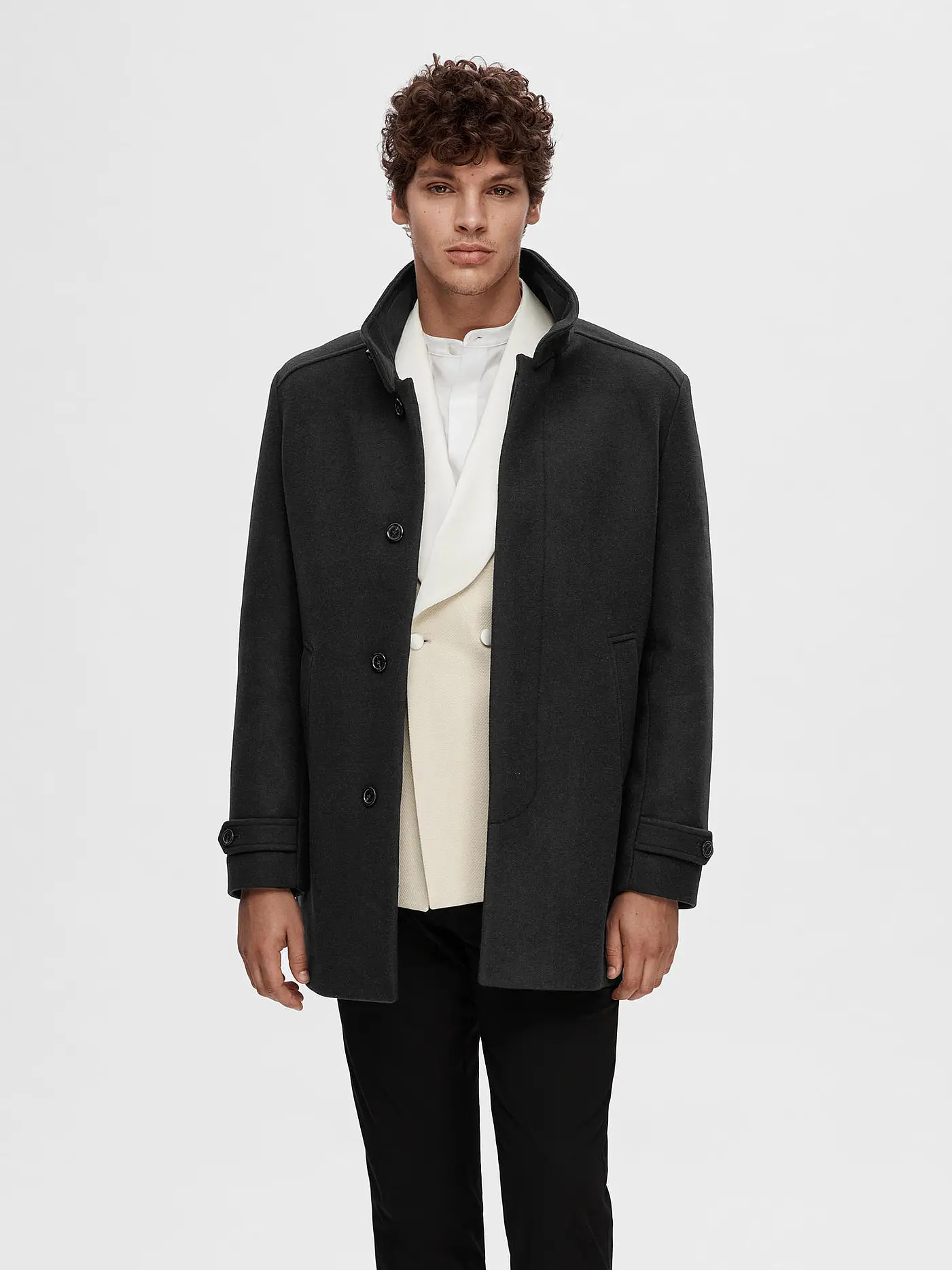 SELECTED | Wollmantel SLHNEW | schwarz