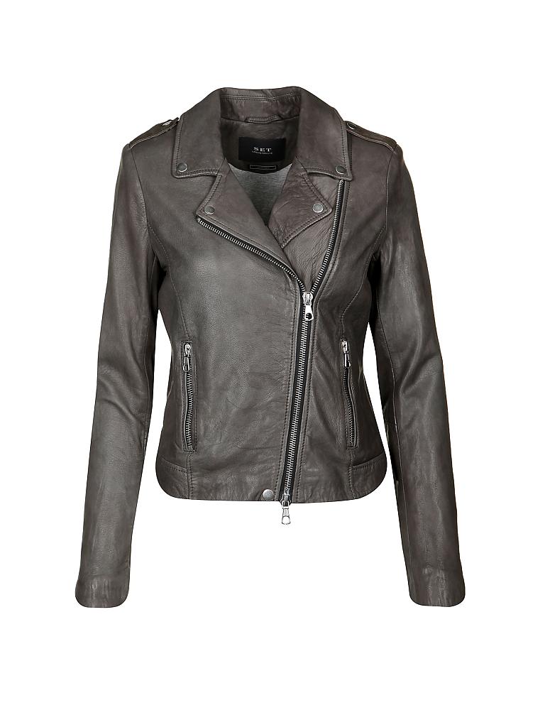 SET | Lederjacke | grau