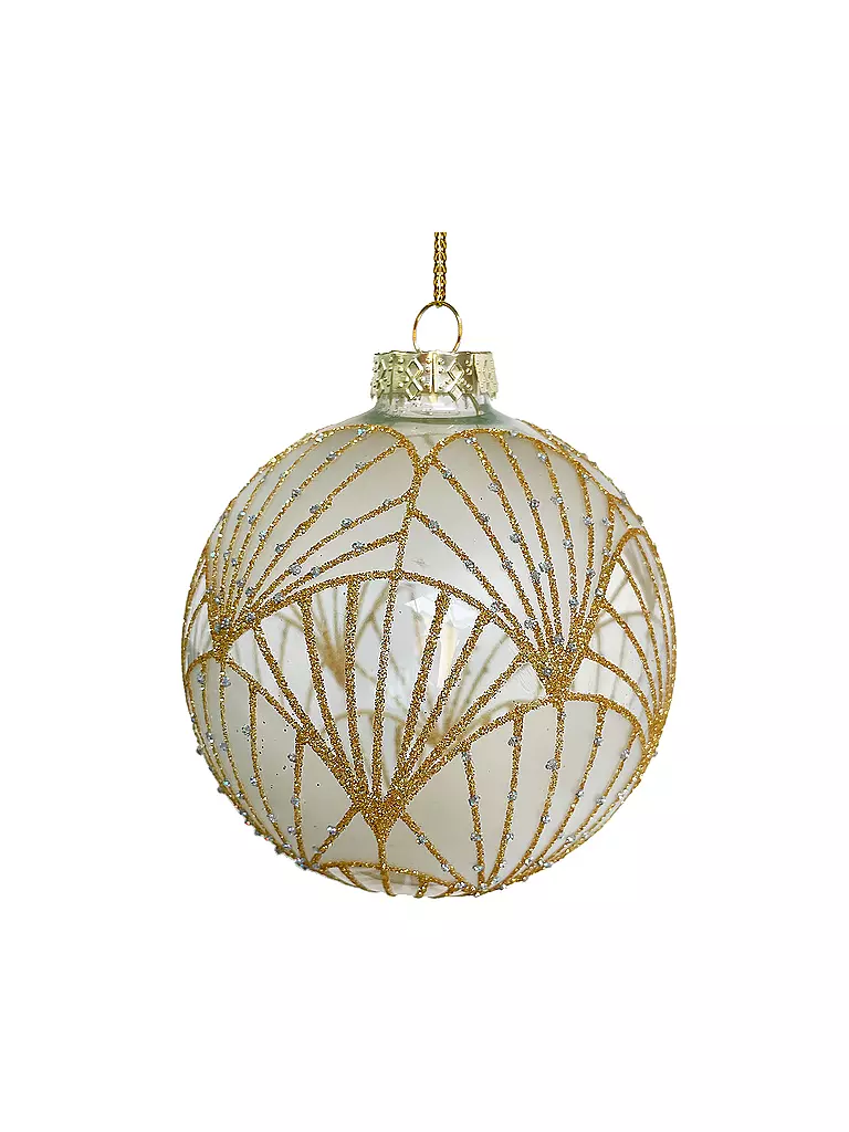 SHISHI | Weihnachtskugel Glass ball clear gold glitter fan deco | transparent