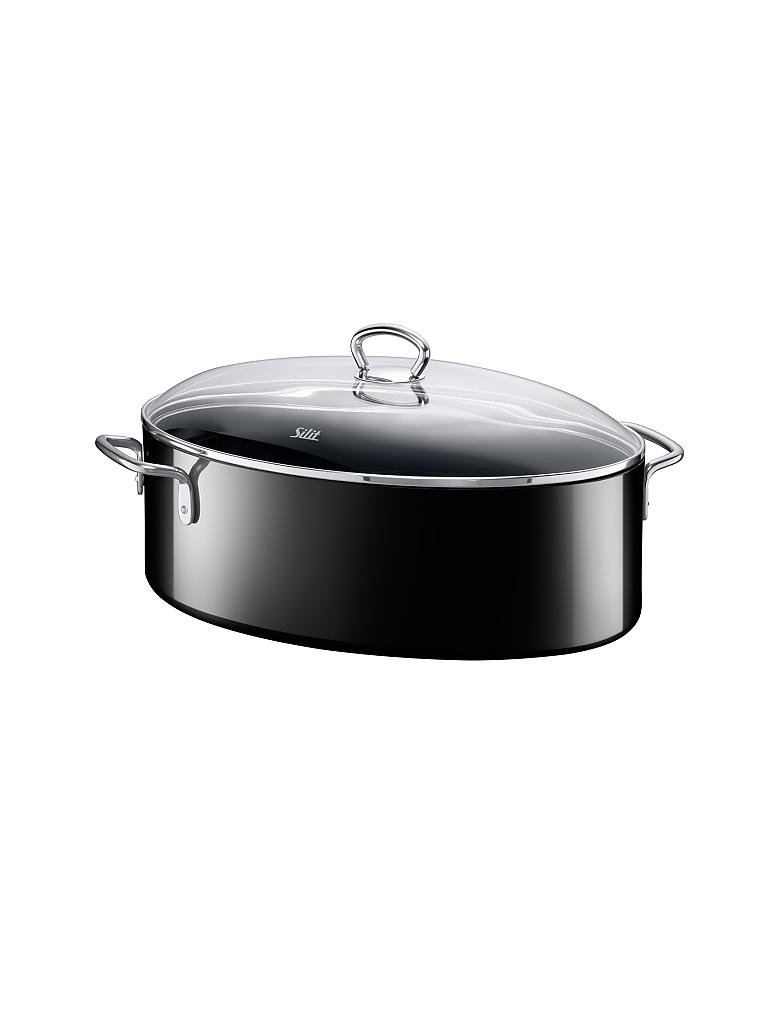 SILIT | Ovaler Bräter mit Deckel Proffessional 36,5cm (Schwarz)  | schwarz