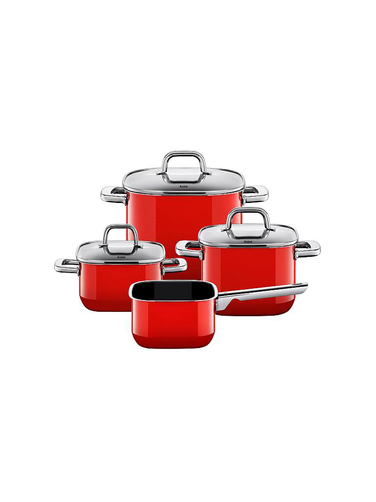 SILIT | Topf-Set 4-teilig "Quadro" (Rot) | rot