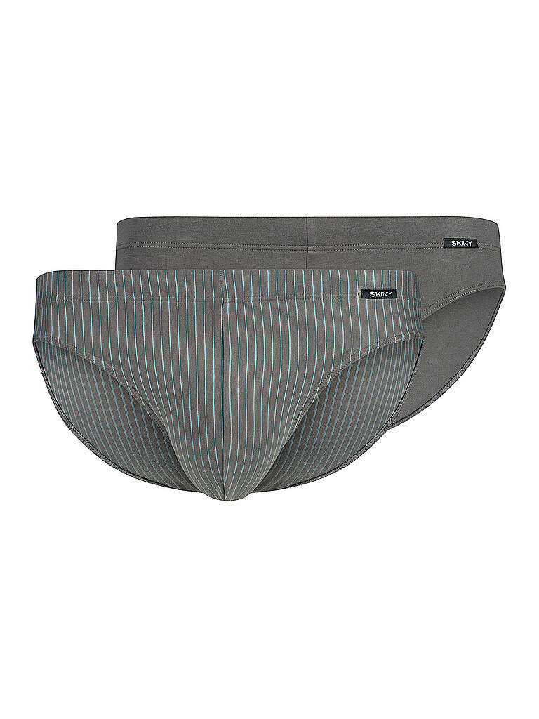 SKINY Slip 2er Pkg. COTTON ADVANTAGE gunmetal stripes selection grau | S
