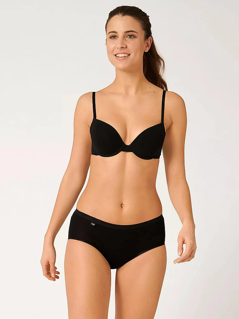 Midislip SLOGGI "Basic+", Damen, Gr. 42, schwarz, Single Jersey, Obermaterial: 95% Baumwolle, 5% Elasthan, leicht transparent, unifarben, körpernah, Unterhosen, perfekter Sitz, feminin, Baumwollmischung, Single Jersey, weich 4