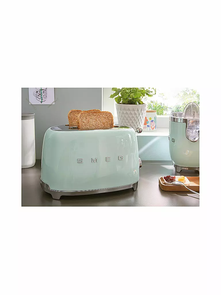 SMEG | 2 Schlitz Toaster 50‘s Retro Style Pastellgrün TSF01PGEU | schwarz