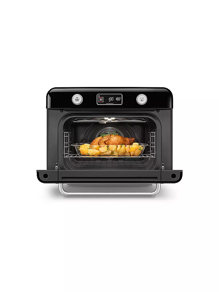 SMEG | Kombi-Tisch Dampfbackofen Schwarz | hellgrün