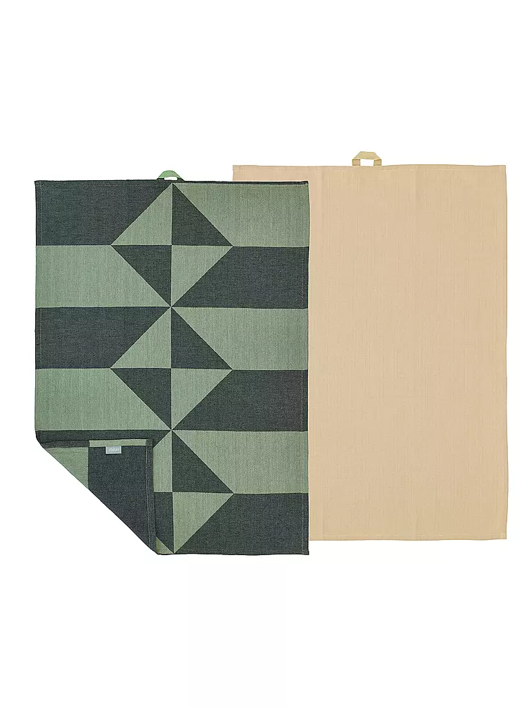 SOEDAHL | Geschirrtücher Set 2tlg. 50x70cm TWIST Warm Taupe  | dunkelgrün